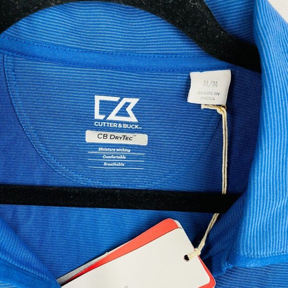 Cutter & Buck CB Dry Tec Womens Medium M Blue Polo Shirt Shell Rotella New - Picture 4 of 12